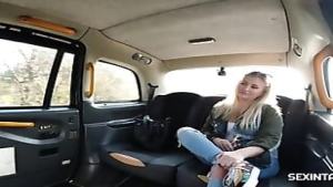 Horny Blonde Showed Tits And More To Taxi Driver