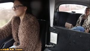 Bigboobs Czech taxi driver toying and licking with lesbo