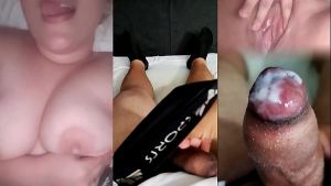 FIQUEI EXCITADO COM MINHA ESPOSA NOVINHA NA CAMA ALISANDO SEUS ENORMES PEITOS E NÃO RESISTI, GOZE NO MEU PAU PEQUENO QUANDO ELA SE MASTURBOU EM SUA BUCETA