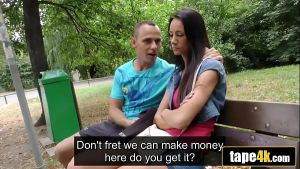 Hot Brunette Girlfriend Becomes Slut for Some Cash with Asshole Boyfriend Watches