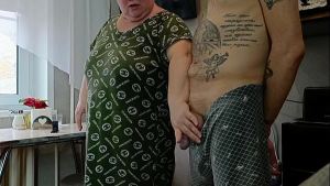 BBW Ugly Stepmom Gives Stepson Handjob And Blowjob