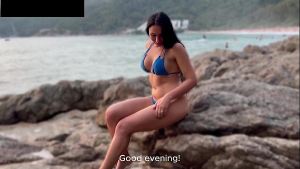 Beach beauty ends her vacation with a stranger’s cum leaking out of her used pussy