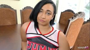 Curvy Black Ebony Girl with Biig Ass and natural Saggy Tits get Interracial Fuck with Rimjob by older White Guy