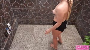 Daddy used my mouth as pussy in shower – Double blowjob