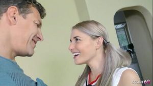 Flexible blonde small Tits Teen Cheerleader talk to Hard Fuck by Step-Dad before massive facial cumshot