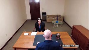 Mature teacher gags on bosses big dick at the office