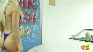 She wanted her car washed but instead had lesbian group sex with the girls there