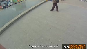 Skinny brunette fucks stranger for cash