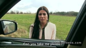 Teen hitchhiker bangs in strangers car