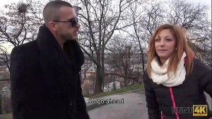 HUNT4K. Teen ginger tells the price of her pussy and stranger agrees