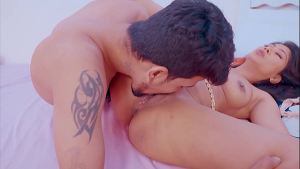 Naughty husband seduces her sexy wife on the bed