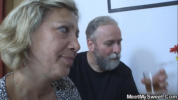 Old couple with son’s teen gf threesome family orgy