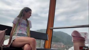 Public Dick Flashing on the Ferris wheel – Stranger Girl Help me Cum in her Mouth