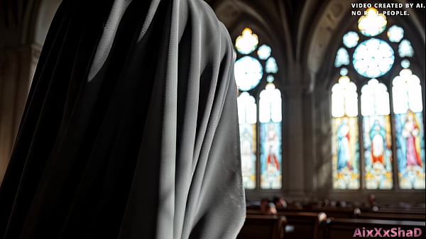 I fuck a sexy nun in church and get her pussy filled with cum. Costume play. [AI Generated] 4K