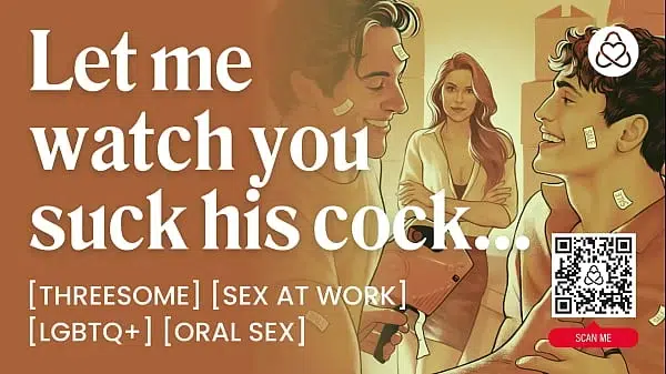 ASMR Audio Porn: Bisexual Male MFM Threesome with Femdom Female Boss – Cock Sharing & DP – Erotic Audio