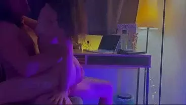 Interrupted Her Drawing for a Quick Fuck – Real Couple Surprise Sex on the Desk