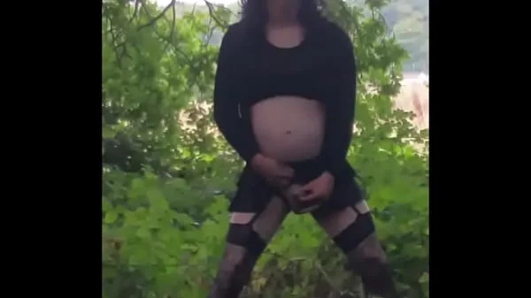 after running away in the last video he was seen again that day playing with his cock in the woods as he shoots a long cumshot part 2