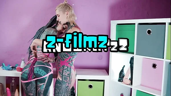 Dominant Tattooed Lesbian Strap-on Pussy and Anal Play