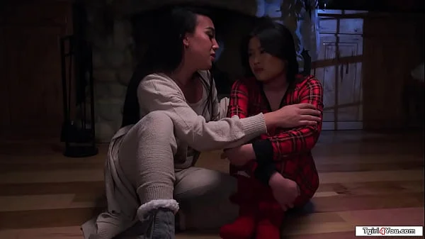 Im cozying up to my hard cock small tit shemale gf Kasey Kei