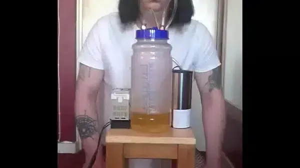 bisexual crossdresser with his portable cow milking machine part 6