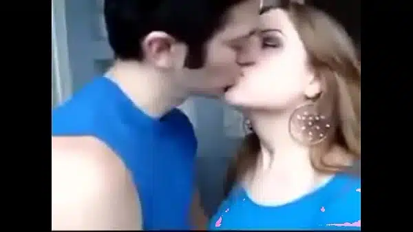 Romantic couple kissing good
