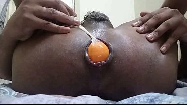 Sexy Indian gay anal gape with orange and dildo