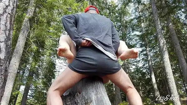 sex on a tree trunk