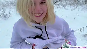 Happy holidays with a jolly, snowy and cozy winter holidays sex video from this cute young couple and Wifebucket :D